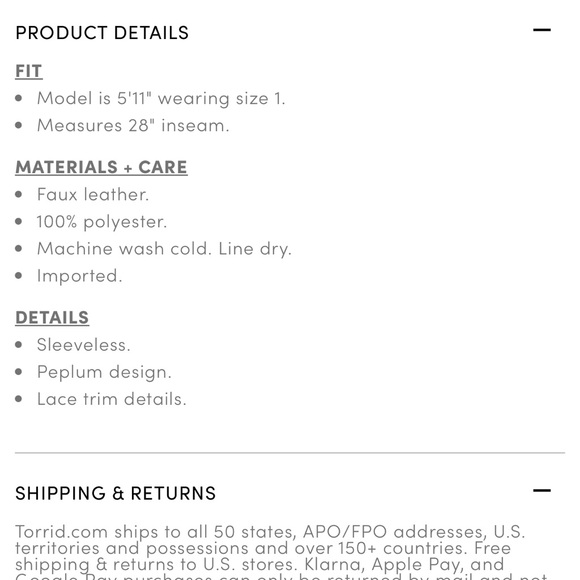 TORRID Peplum Faux Leather Lace Trim Cami Size 1 - Picture 3 of 7